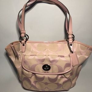 Small Pink/Tan Coach Signature Tote